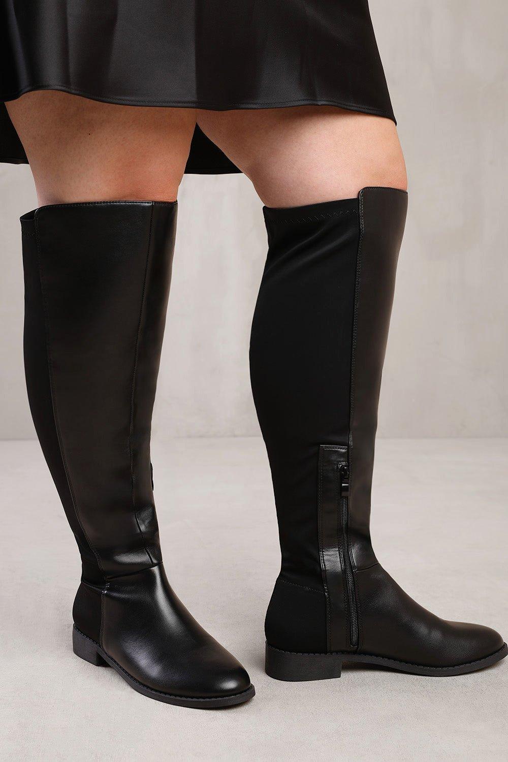 Diem Stretch Wide Calf Over The Knee Boots boohoo UK